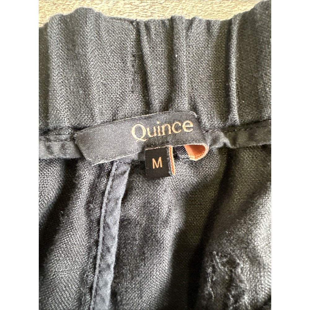 Quince 100% European Linen Wide Leg Pants Womens Medium Solid Black - Picture 6 of 14